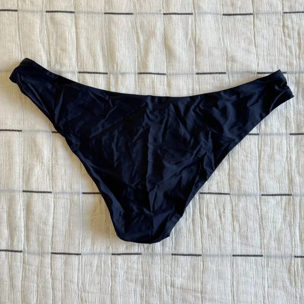 J. Crew Curved Waist Cheeky Bikini Bottom Navy Blue Size 2X NWT